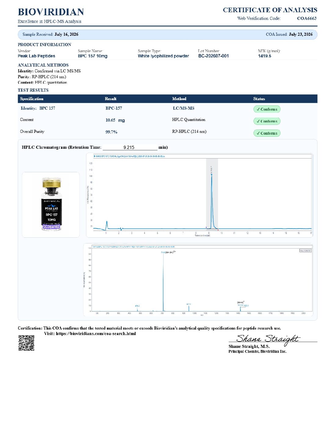 Certificate of Analysis for batch BC-202607-001